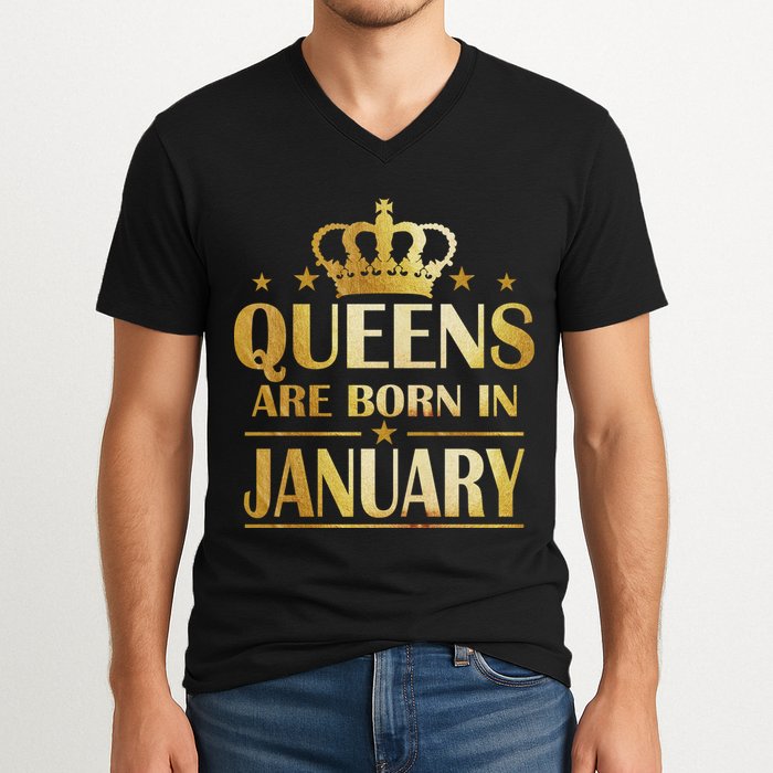 Limited Edition Queens Are Born In January V-Neck T-Shirt
