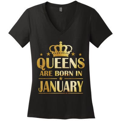 Limited Edition Queens Are Born In January Women's V-Neck T-Shirt