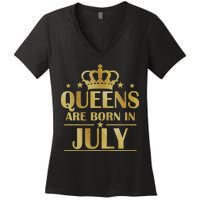 Limited Edition Queens Are Born In July Women's V-Neck T-Shirt