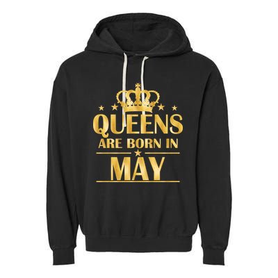 Limited Edition Queens Are Born In May Gold Print Garment-Dyed Fleece Hoodie