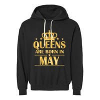 Limited Edition Queens Are Born In May Gold Print Garment-Dyed Fleece Hoodie