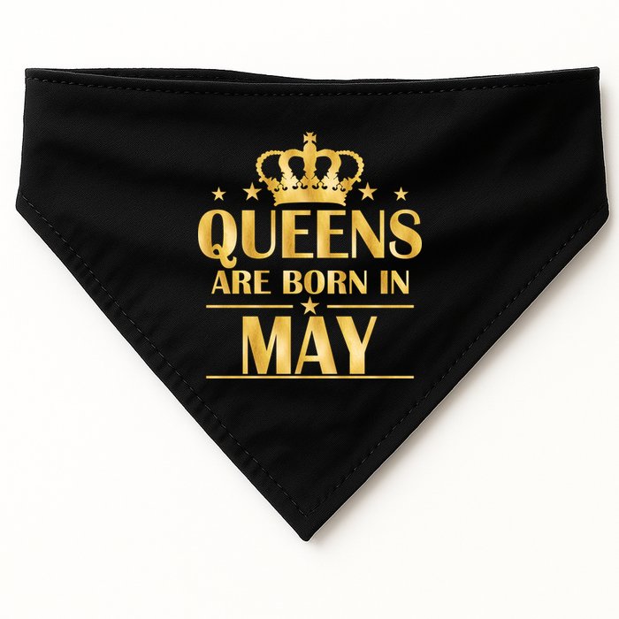 Limited Edition Queens Are Born In May Gold Print USA-Made Doggie Bandana