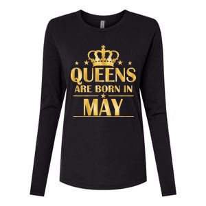 Limited Edition Queens Are Born In May Gold Print Womens Cotton Relaxed Long Sleeve T-Shirt