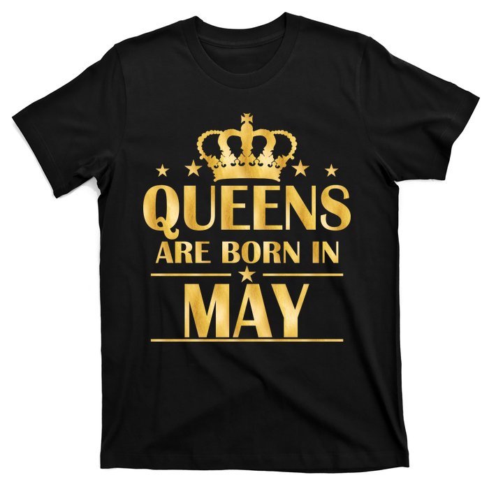 Limited Edition Queens Are Born In May Gold Print T-Shirt