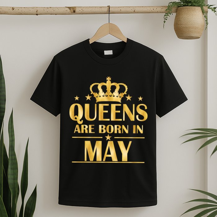 Limited Edition Queens Are Born In May Gold Print T-Shirt