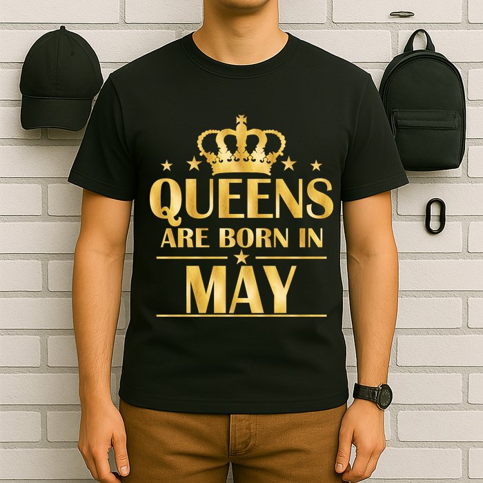 Limited Edition Queens Are Born In May Gold Print T-Shirt