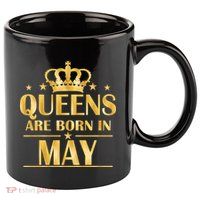 Limited Edition Queens Are Born In May Gold Print 11oz C Handle Ceramic Mug
