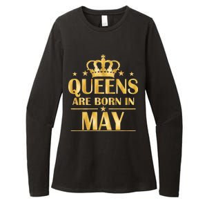 Limited Edition Queens Are Born In May Gold Print Womens CVC Long Sleeve Shirt