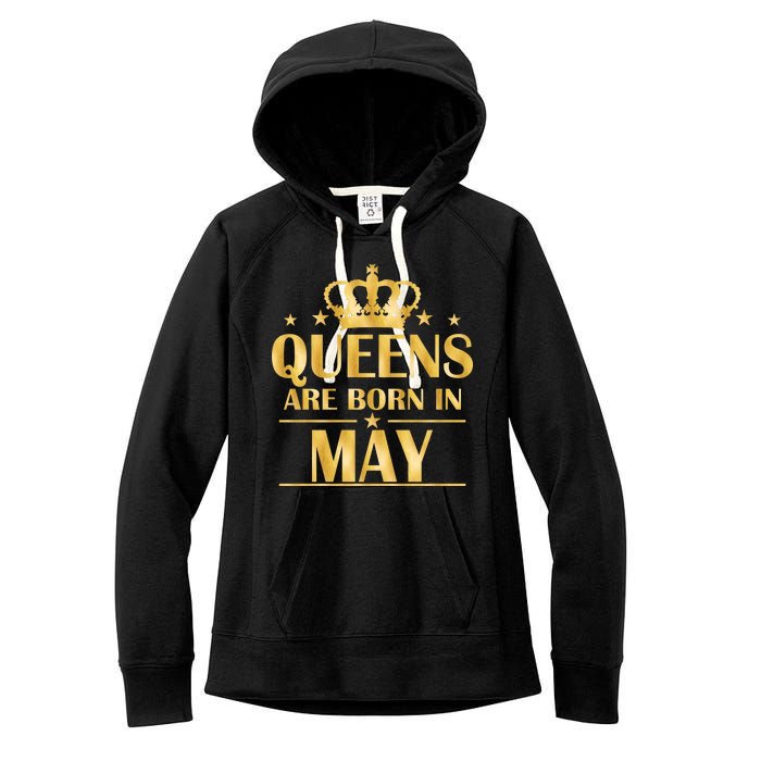 Limited Edition Queens Are Born In May Gold Print Women's Fleece Hoodie