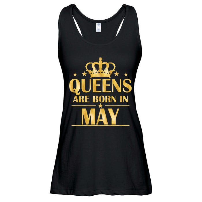 Limited Edition Queens Are Born In May Gold Print Ladies Essential Flowy Tank