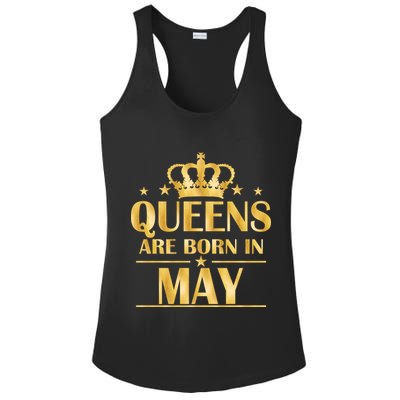 Limited Edition Queens Are Born In May Gold Print Ladies PosiCharge Competitor Racerback Tank