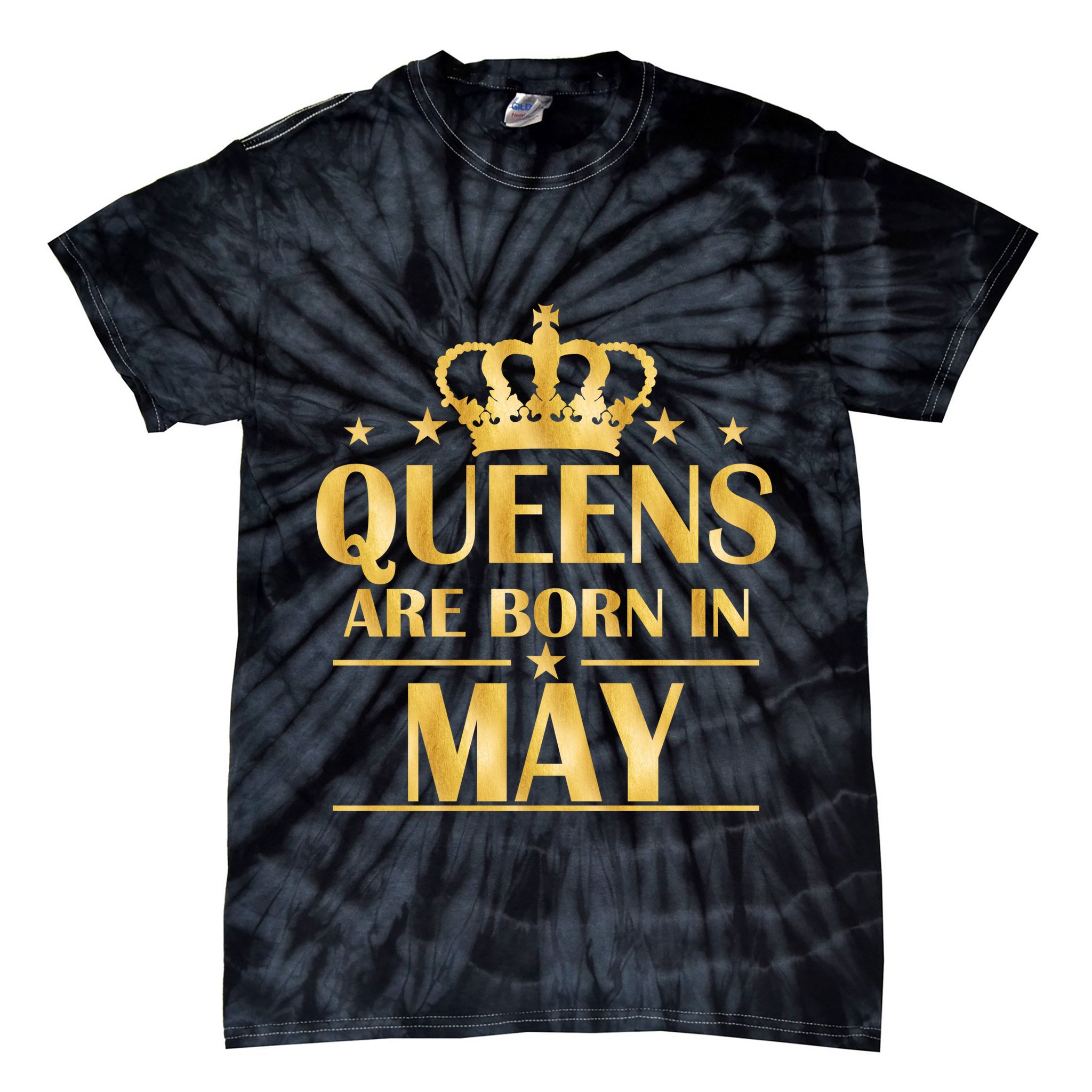 Limited Edition Queens Are Born In May Gold Print Tie-Dye T-Shirt