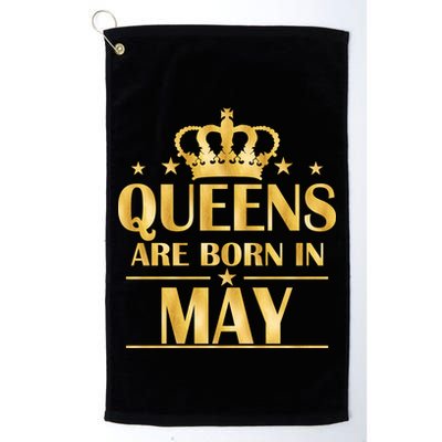Limited Edition Queens Are Born In May Gold Print Golf Towel