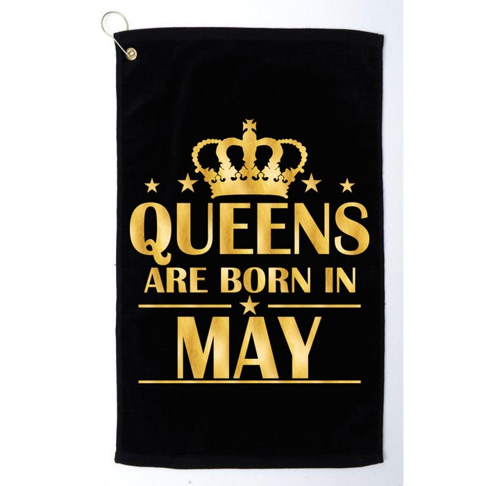 Limited Edition Queens Are Born In May Gold Print Golf Towel
