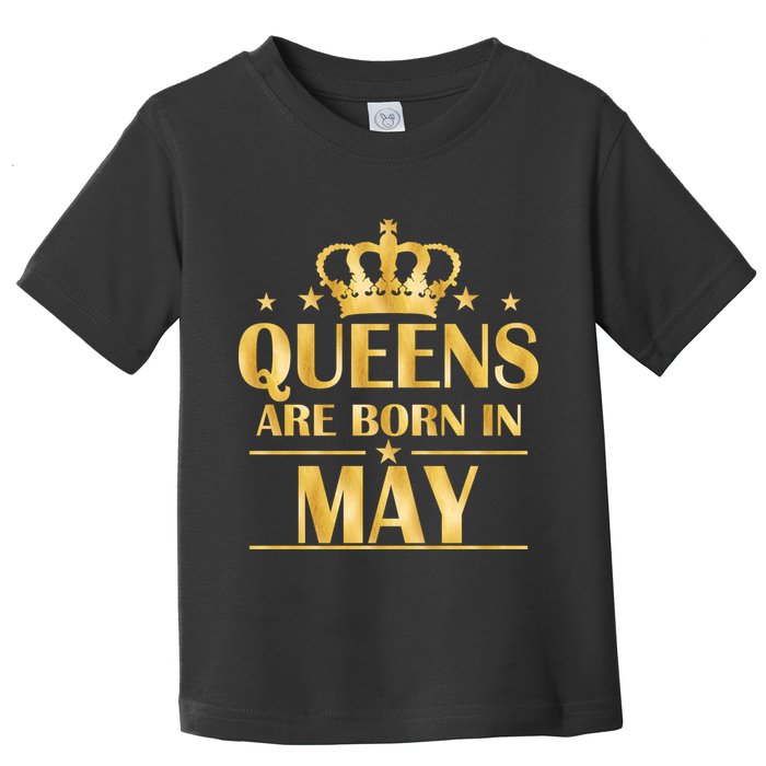 Limited Edition Queens Are Born In May Gold Print Toddler T-Shirt