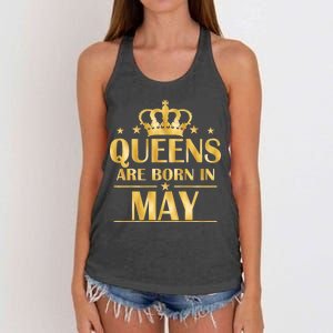 Limited Edition Queens Are Born In May Gold Print Women's Knotted Racerback Tank