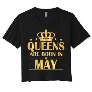 Limited Edition Queens Are Born In May Gold Print Women's Crop Top Tee