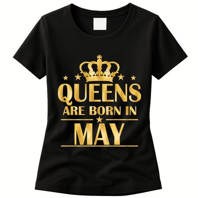 Limited Edition Queens Are Born In May Gold Print Womens T-Shirt