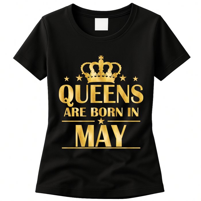 Limited Edition Queens Are Born In May Gold Print Womens T-Shirt