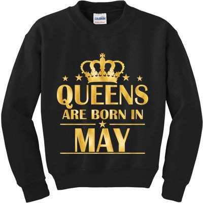 Limited Edition Queens Are Born In May Gold Print Kids Sweatshirt