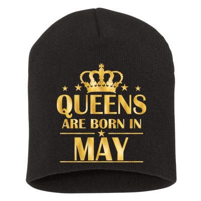 Limited Edition Queens Are Born In May Gold Print Short Acrylic Beanie