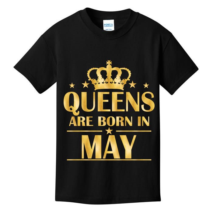 Limited Edition Queens Are Born In May Gold Print Kids T-Shirt
