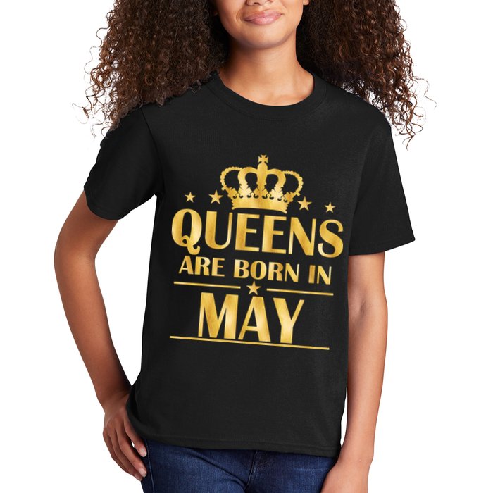 Limited Edition Queens Are Born In May Gold Print Kids T-Shirt