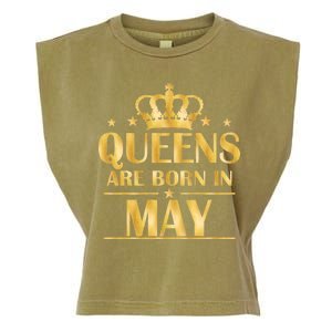 Limited Edition Queens Are Born In May Gold Print Garment-Dyed Women's Muscle Tee