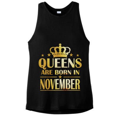 Limited Edition Queens Are Born In November Print Ladies PosiCharge Tri-Blend Wicking Tank