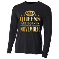 Limited Edition Queens Are Born In November Print Cooling Performance Long Sleeve Crew