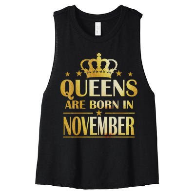 Limited Edition Queens Are Born In November Print Women's Racerback Cropped Tank