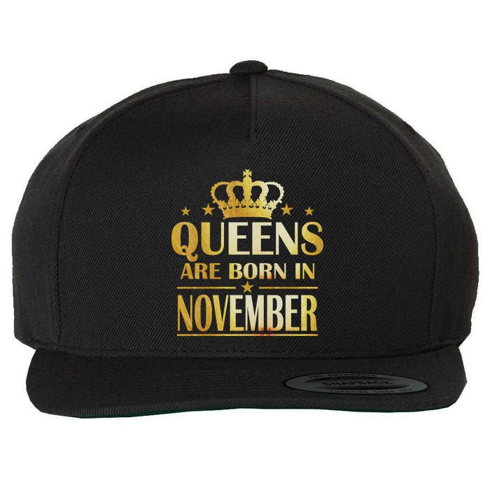 Limited Edition Queens Are Born In November Print Wool Snapback Cap
