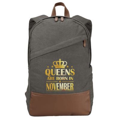 Limited Edition Queens Are Born In November Print Cotton Canvas Backpack
