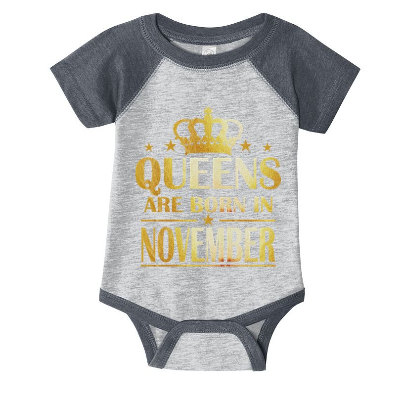 Limited Edition Queens Are Born In November Print Infant Baby Jersey Bodysuit
