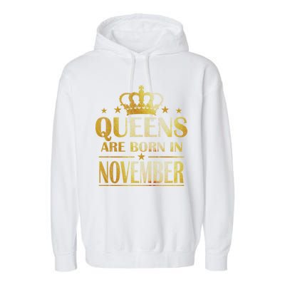 Limited Edition Queens Are Born In November Print Garment-Dyed Fleece Hoodie