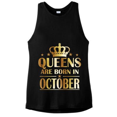 Limited Edition Queens Are Born In October Ladies PosiCharge Tri-Blend Wicking Tank