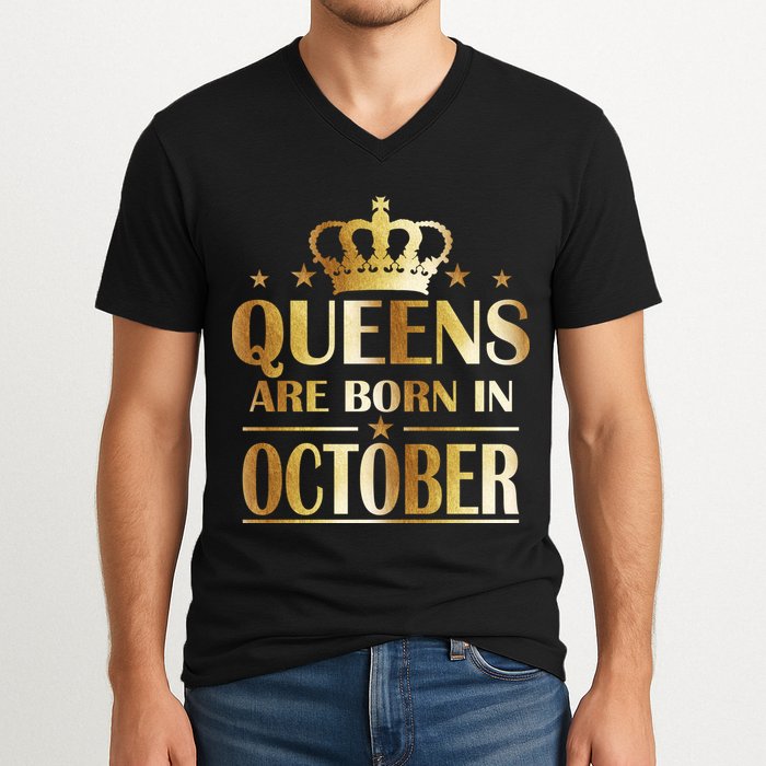 Limited Edition Queens Are Born In October V-Neck T-Shirt