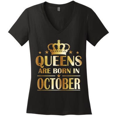 Limited Edition Queens Are Born In October Women's V-Neck T-Shirt