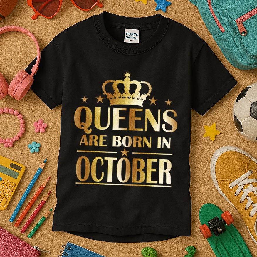 Limited Edition Queens Are Born In October Kids T-Shirt