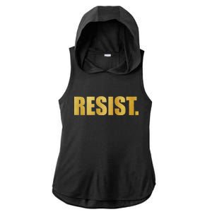 Limited Edition Resist Gold Print Ladies PosiCharge Tri-Blend Wicking Draft Hoodie Tank