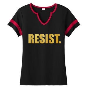 Limited Edition Resist Gold Print Ladies Halftime Notch Neck Tee