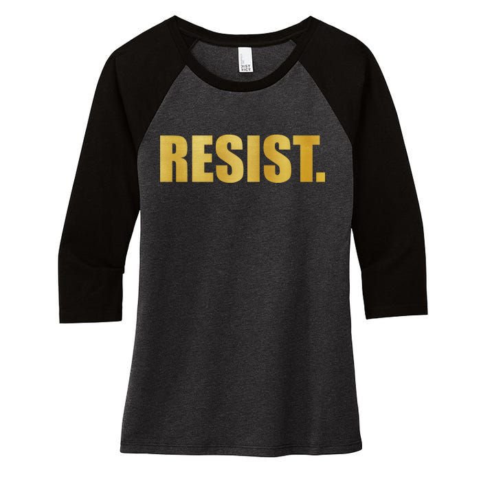 Limited Edition Resist Gold Print Women's Tri-Blend 3/4-Sleeve Raglan Shirt