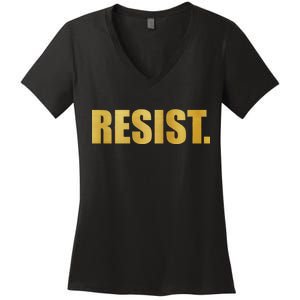 Limited Edition Resist Gold Print Women's V-Neck T-Shirt