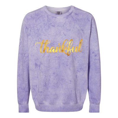 Limited Edition Thankful Thanksgiving Gold Print Colorblast Crewneck Sweatshirt