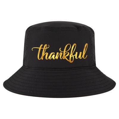 Limited Edition Thankful Thanksgiving Gold Print Cool Comfort Performance Bucket Hat