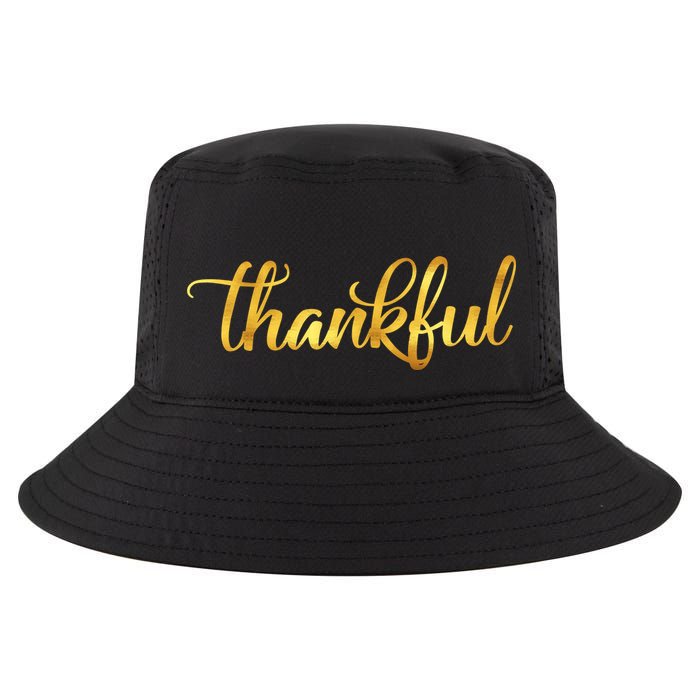 Limited Edition Thankful Thanksgiving Gold Print Cool Comfort Performance Bucket Hat