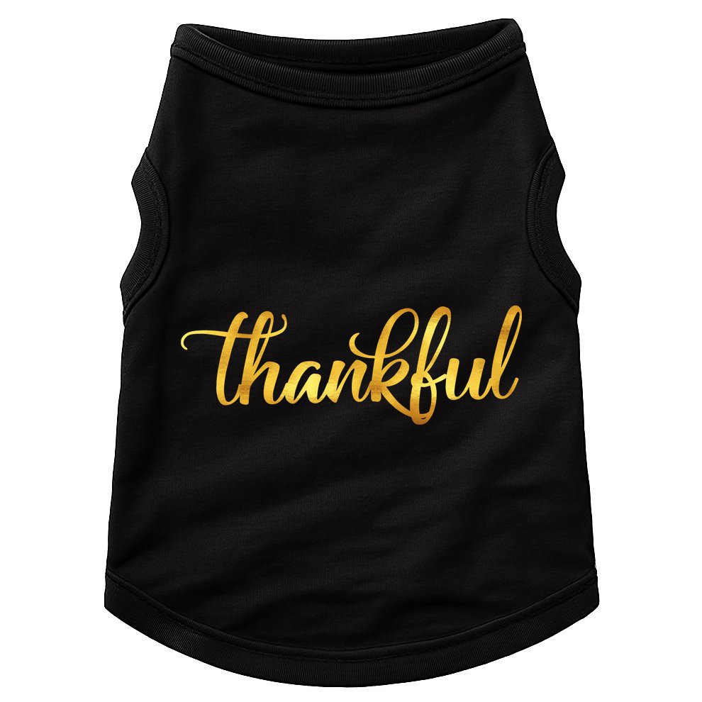 Limited Edition Thankful Thanksgiving Gold Print Doggie Tank