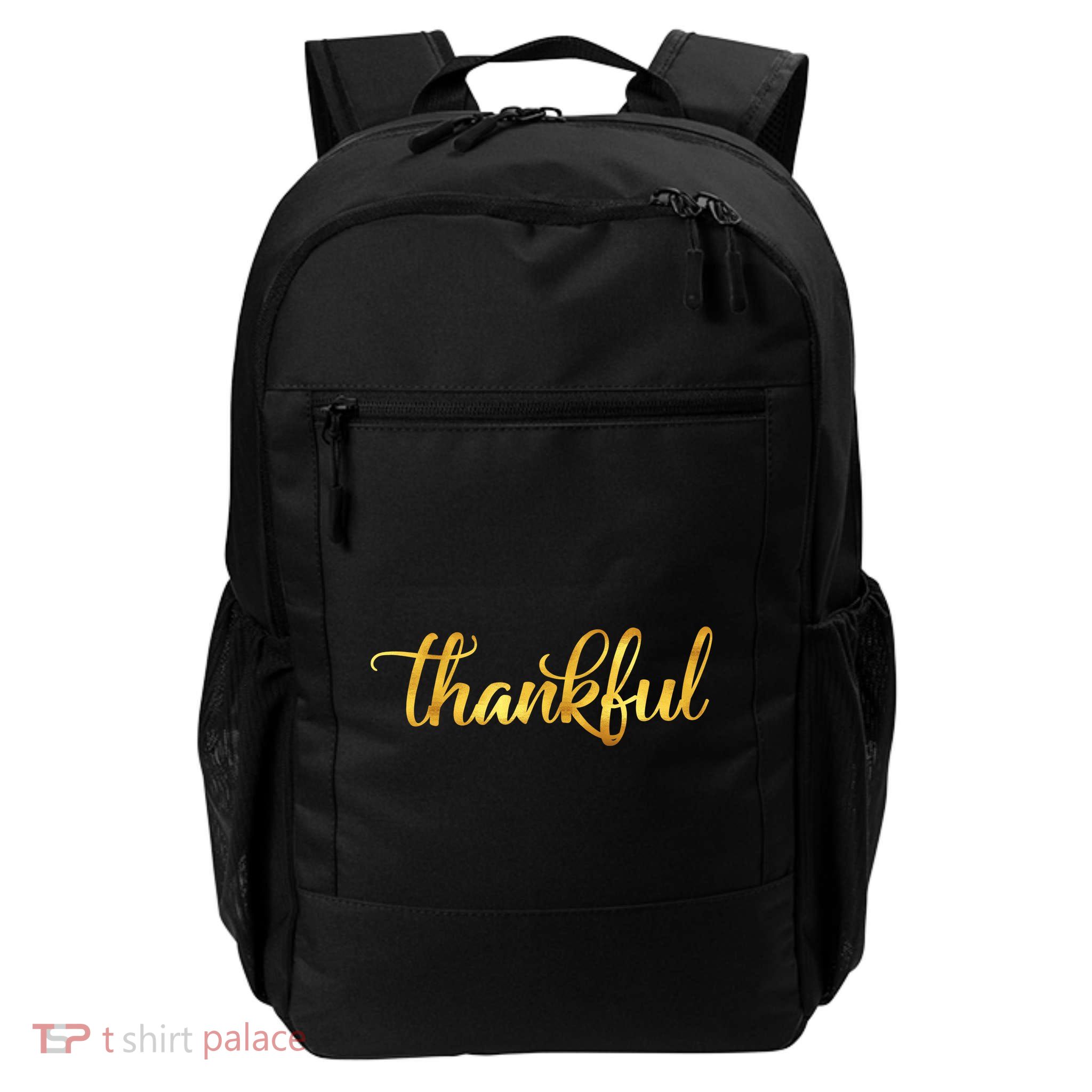 Limited Edition Thankful Thanksgiving Gold Print Backpack