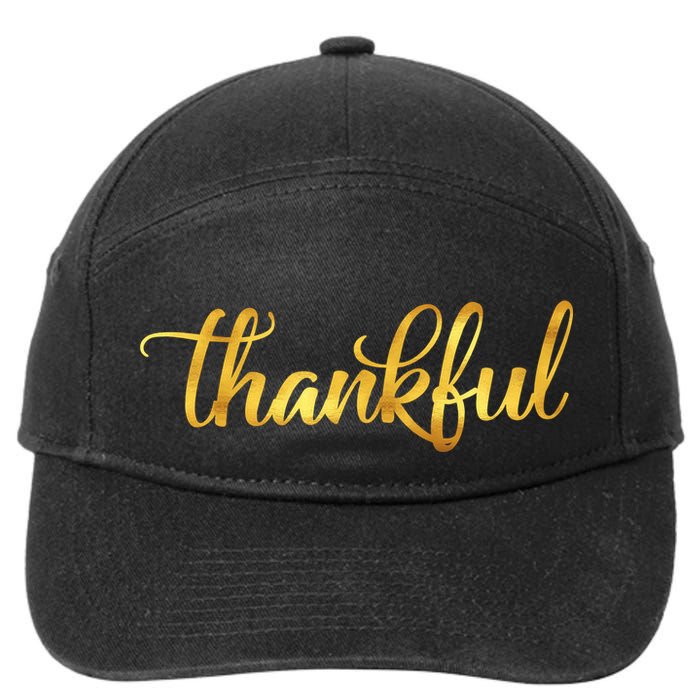 Limited Edition Thankful Thanksgiving Gold Print 7-Panel Snapback Hat
