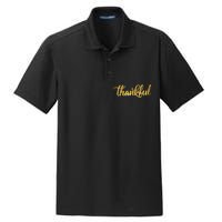 Limited Edition Thankful Thanksgiving Gold Print Dry Zone Grid Polo